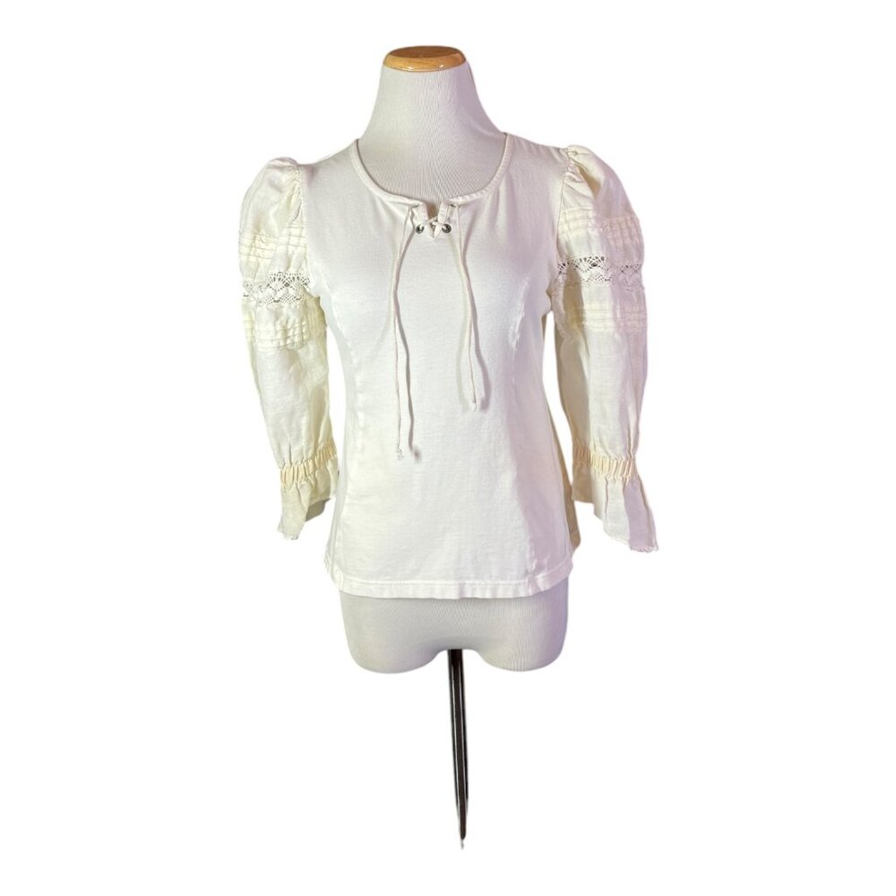 Vintage Country Line Size 36 Cream Top Puffed Sleeves *Flaws